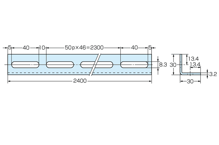 ﾏﾙﾁｱﾝｸﾞﾙ　Ｌ－３０Ｗ－ＺＮ－2.4 （溶融亜鉛メッキ）