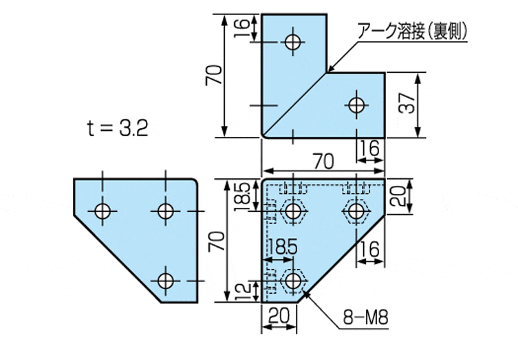 コーナーカナグ　ＵＮ－４０ＣＢ－３Ｃ （ボルト付き）